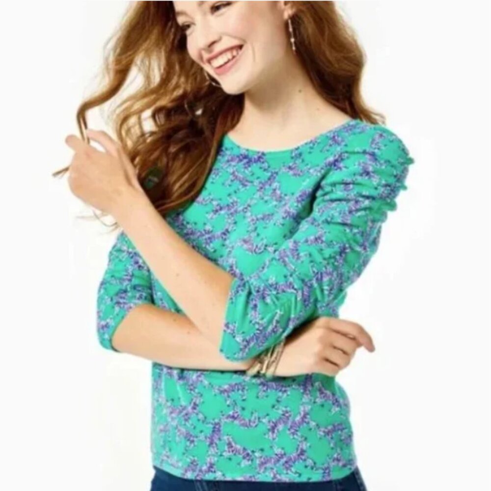 Lilly Pulitzer Avanna zebra print green blue sweater S
